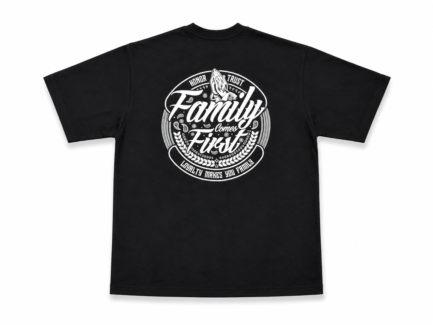 American Printed Tee “Loyalty Makes You Family Crest” - Black
