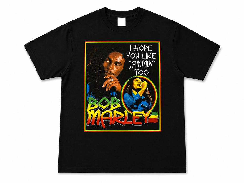 Heavyweight Printed Tee “Bob Marley” - Black