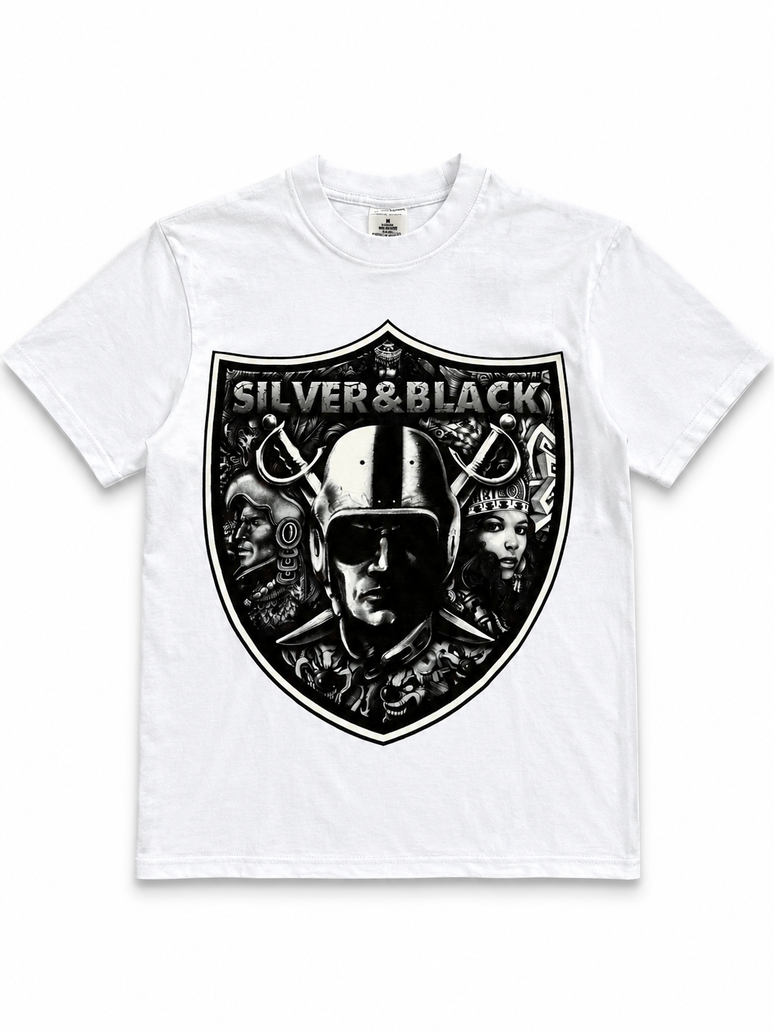 American Printed Tee "Raiders: Silver & Black”