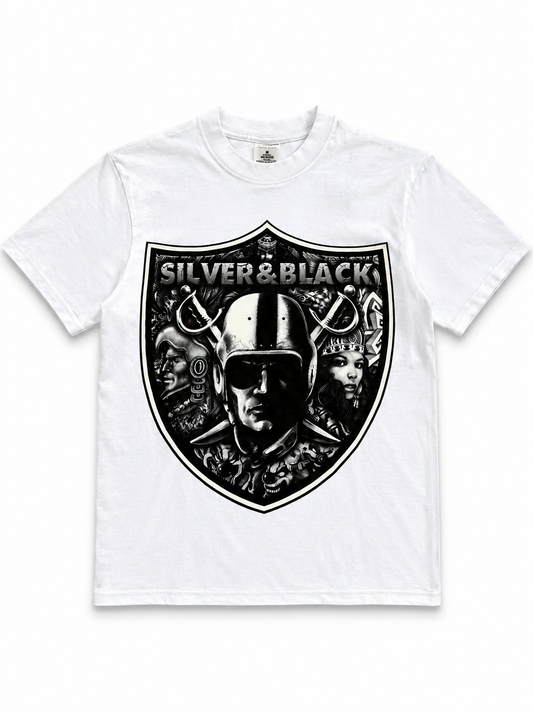 American Printed Tee "Raiders: Silver & Black” _ CLEARANCE _