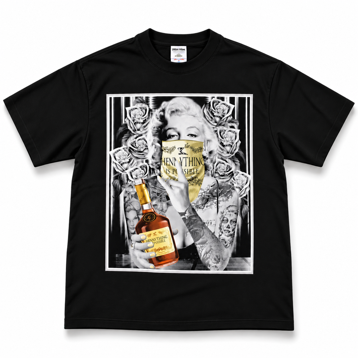 Heavyweight Printed Tee “Hennything Marilyn”- Black