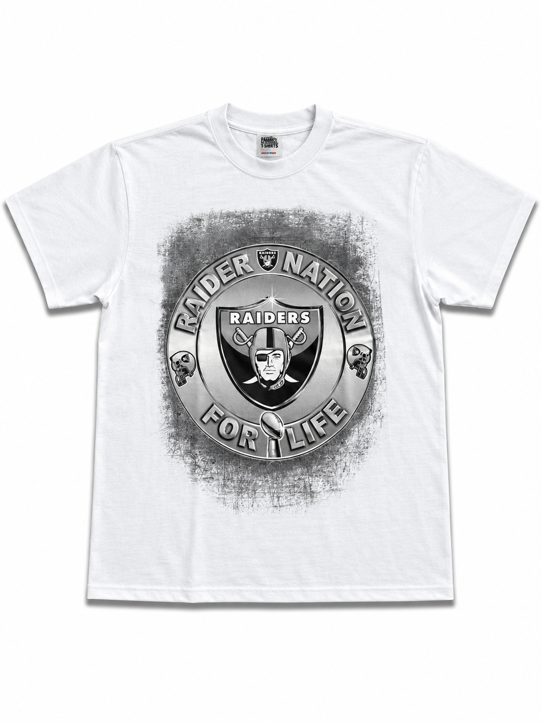 American Printed Tee “Raiders nation_ For Life” / White _ CLEARANCE _