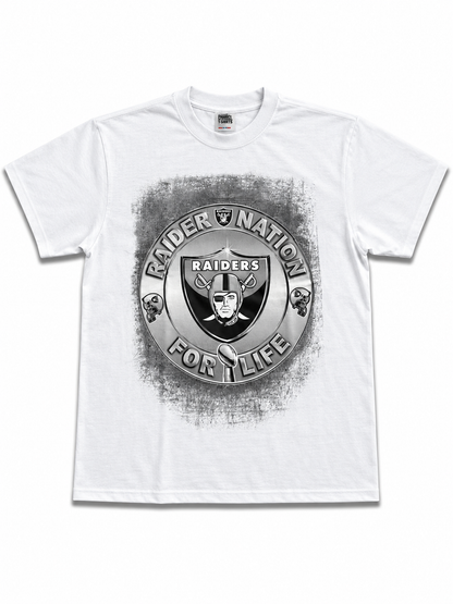 American Printed Tee “Raiders nation_ For Life” / White _ CLEARANCE _