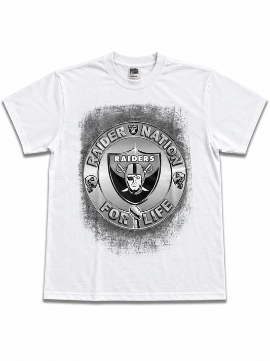 American Printed Tee “Raiders nation_ For Life” / White _ CLEARANCE _