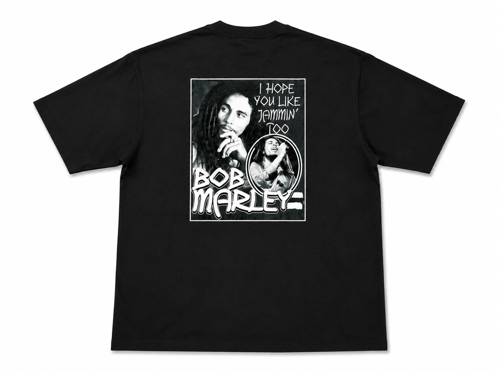 Heavyweight Printed Tee “Bob Marley” - Black