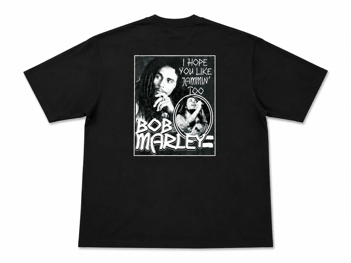 Heavyweight Printed Tee “Bob Marley” - Black