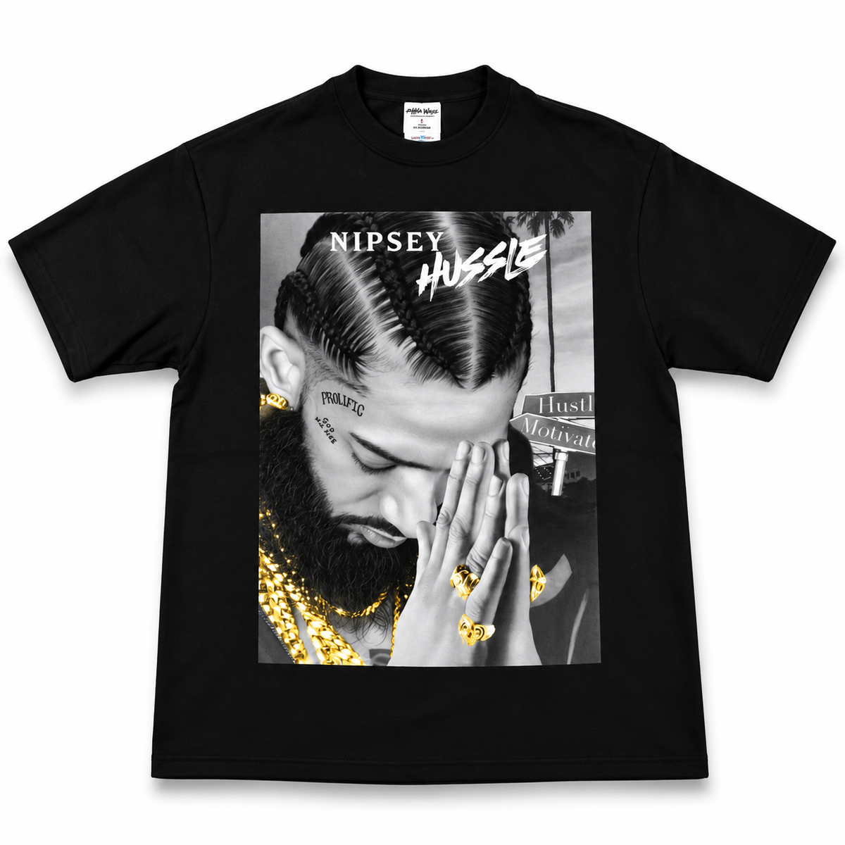 Heavyweight Printed Tee “Nipsey Hussle” - Black