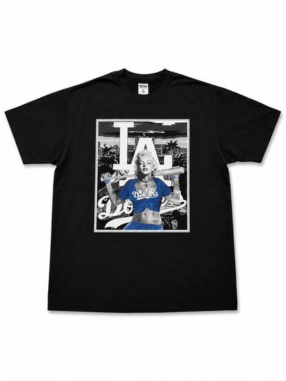 American Printed Tee “LA Dodgers City Marylin” - Black
