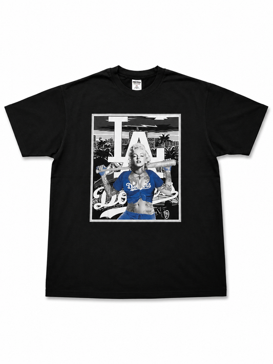 Heavyweight Printed Tee “LA Dodgers City Marylin” - Black