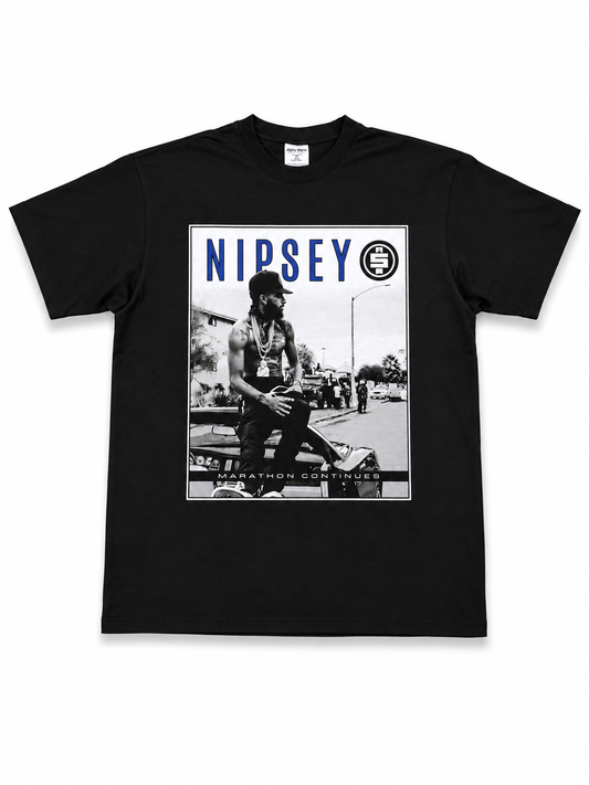 American Printed Tee “Nipsey Marathon Continues” - Black