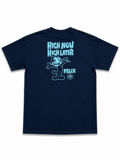 American Printed Tee “High Now High Later_ Felix The Cat”  Black