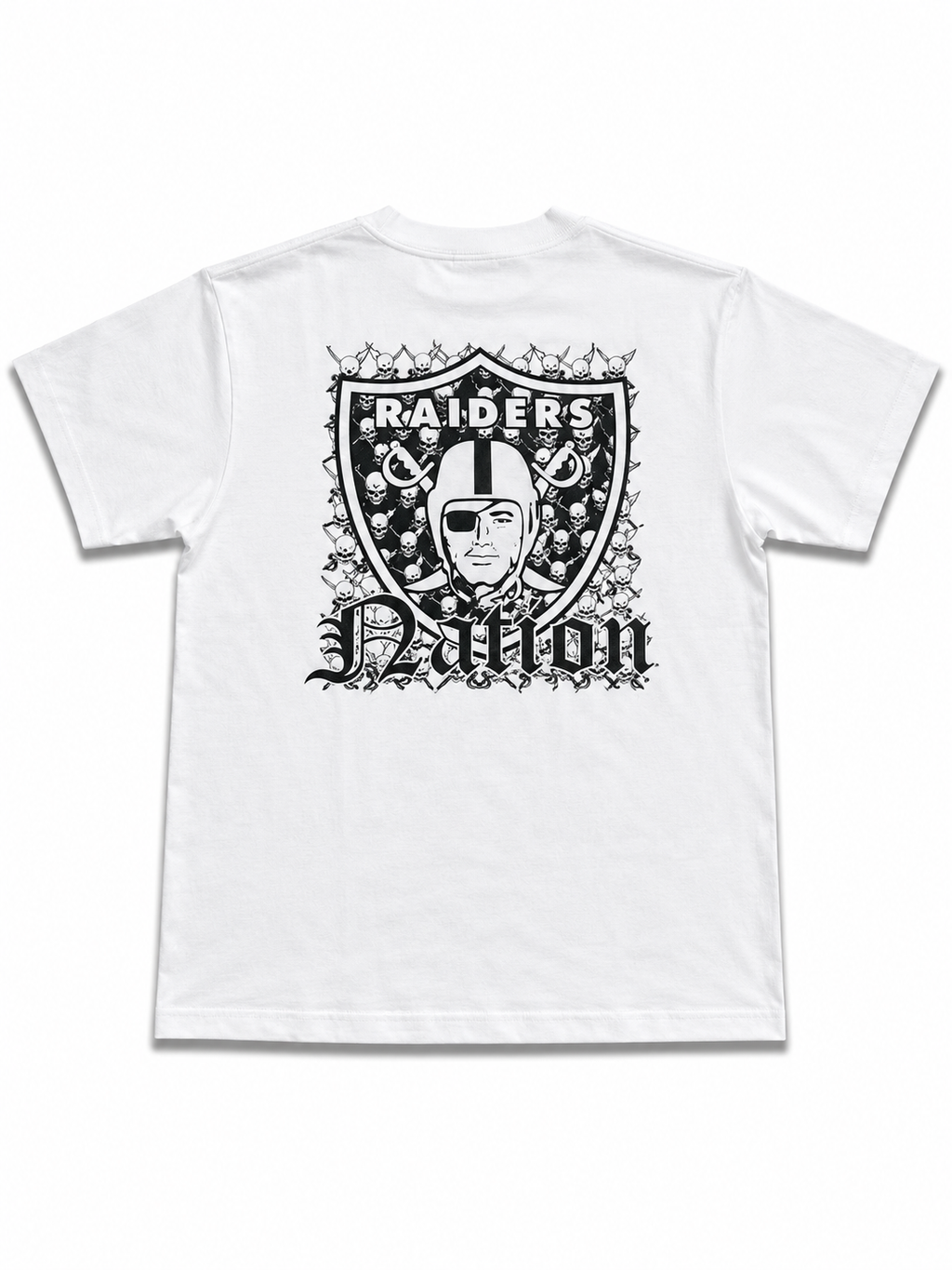 Heavyweight Printed Tee “Raiders Crest Bared Wire” - White (CLEARANCE)