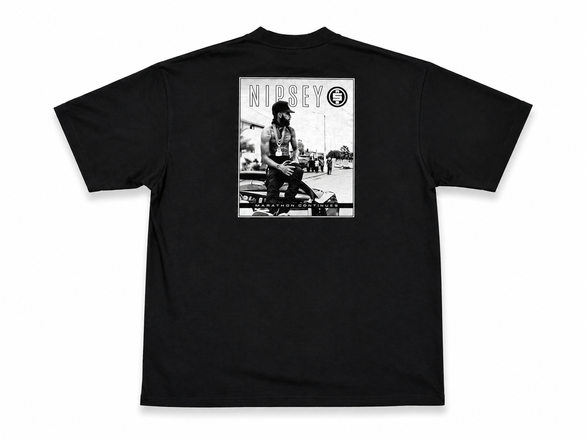 American Printed Tee “Nipsey Marathon Continues” - Black