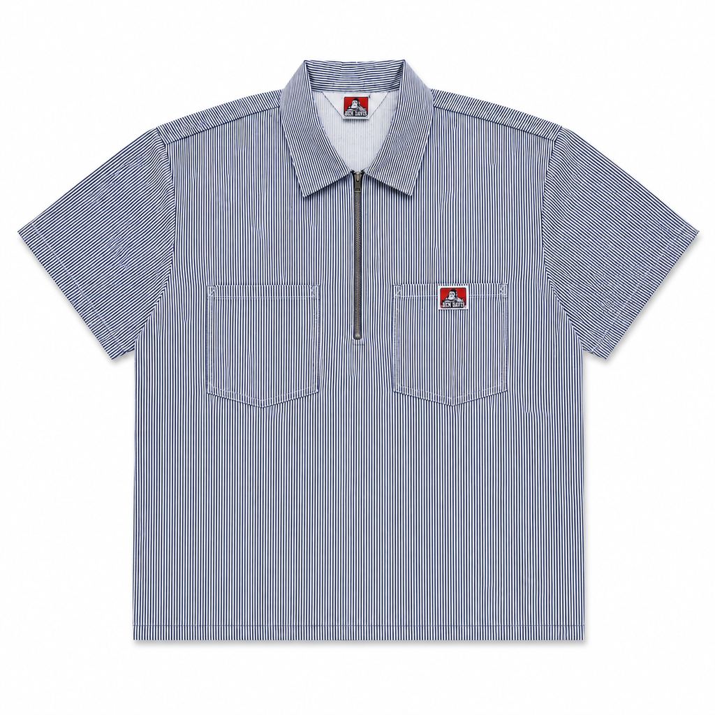 Ben Davis Short Sleeve Striped Quarter Zip