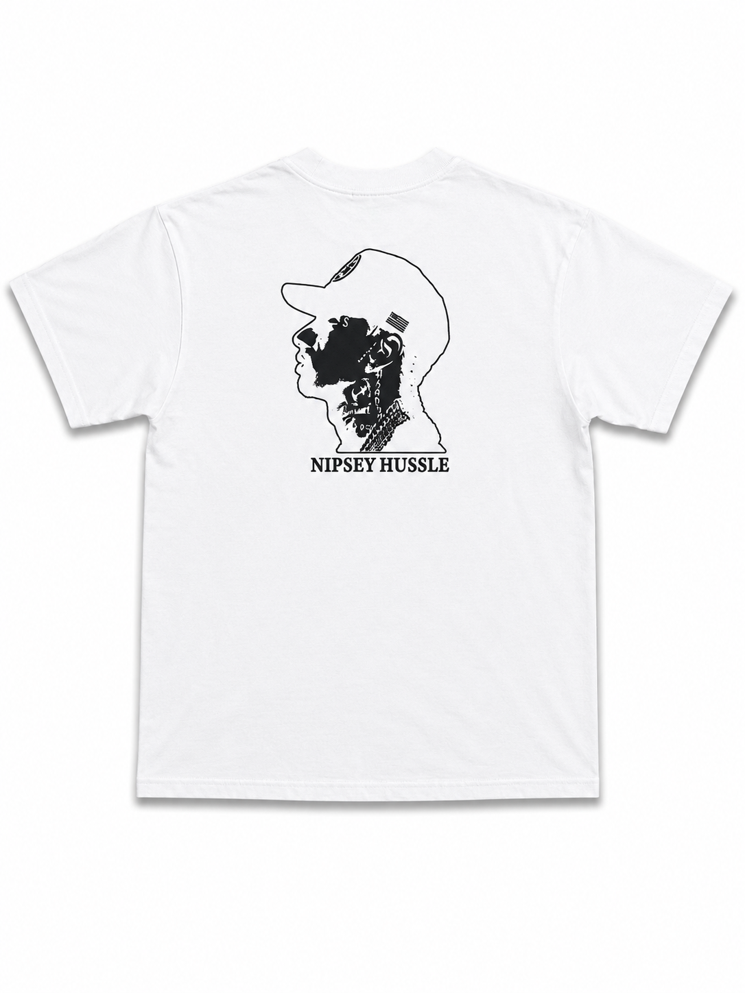 American Printed Tee “Nipsey_ Blue Bandana” White _ CLEARANCE _