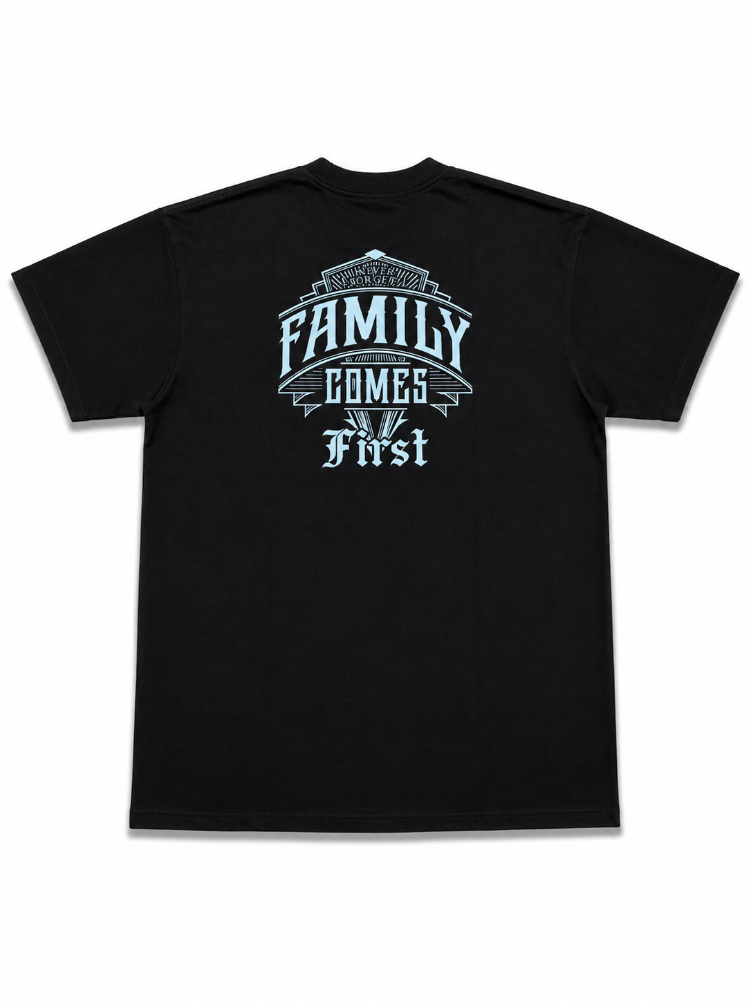 American Printed Tee “Family Comes First_ Print” Black _ CLEARANCE _