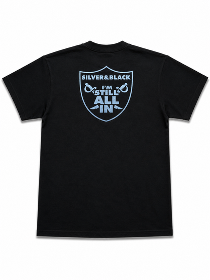 American Printed Tee “Raiders, Silver & Black Skull” - Black (CLEARANCE)