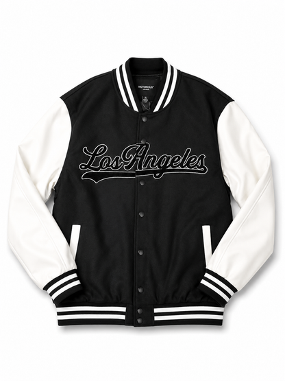 Victorious Padded LA Varsity Jacket - black and white