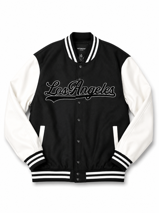 Victorious Padded LA Varsity Jacket - black and white