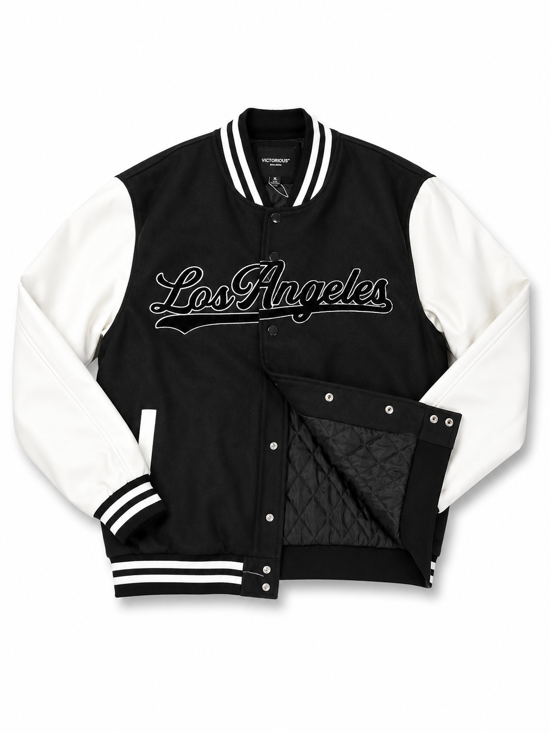 Victorious Padded LA Varsity Jacket - black and white