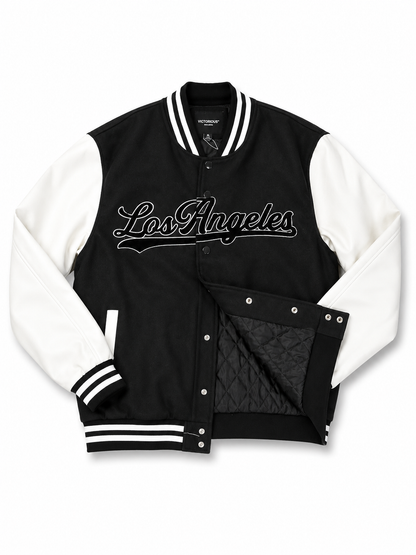 Victorious Padded LA Varsity Jacket - black and white