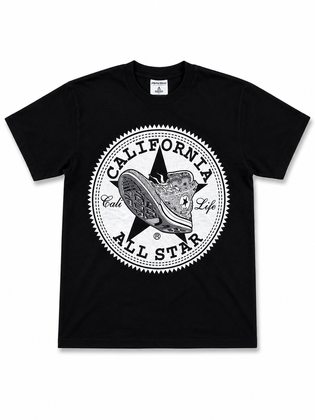 Heavyweight Printed Tee “California All Star" - Black