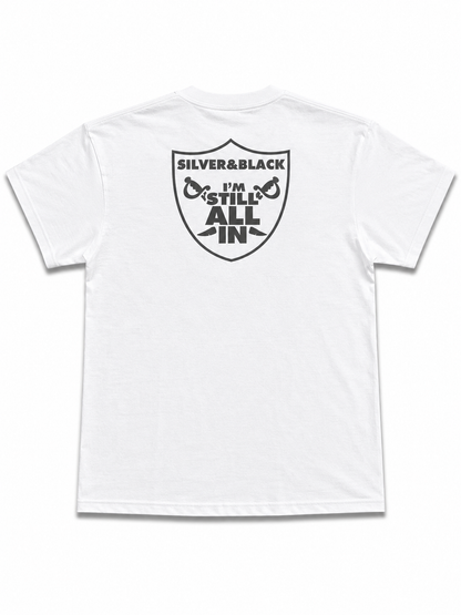 American Printed Tee “Raiders_ Silver & Black _Skull” / White _ CLEARANCE _