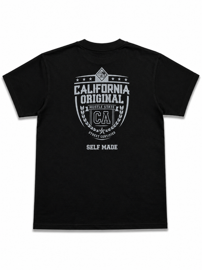 American Printed Tee “California _CA Hustle State” Black _ CLEARANCE _