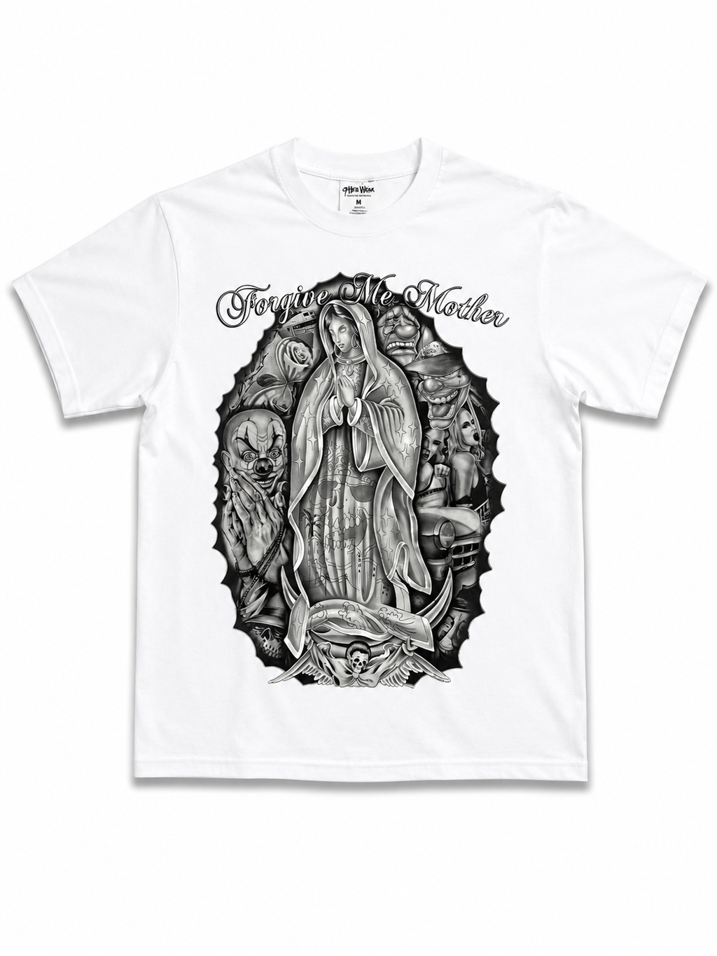Heavyweight Printed Tee “Forgive Me Mother” - White (CLEARANCE)