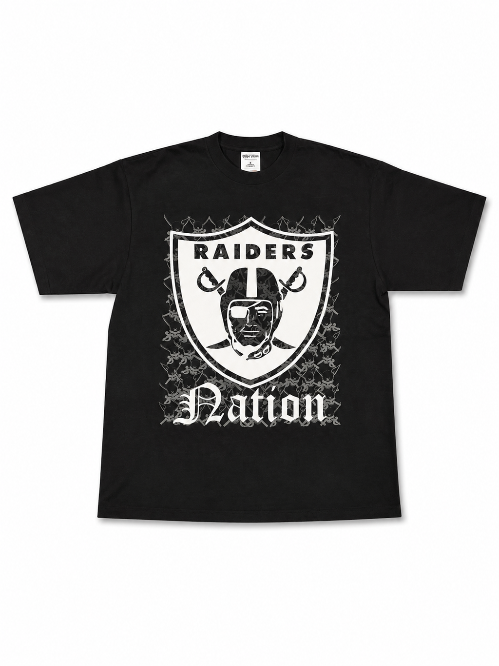 Heavyweight Printed Tee “Raiders Nation” - Black