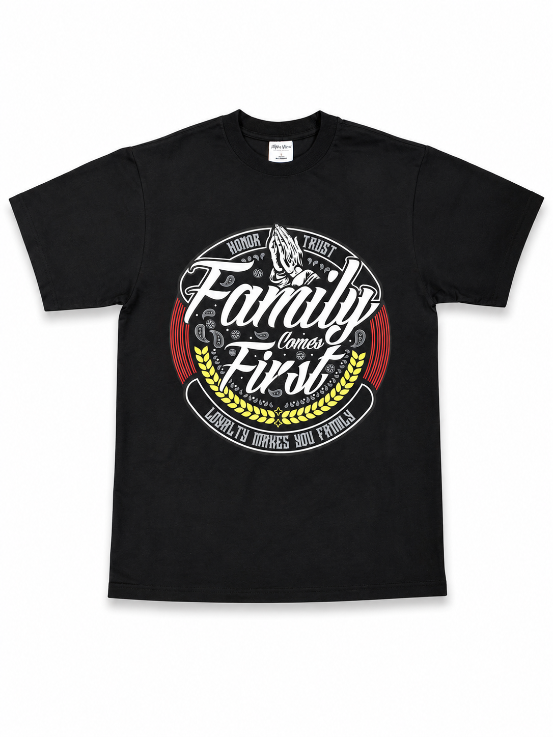 American Printed Tee “Loyalty Makes You Family Crest” - Black