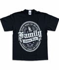 Heavyweight Printed Tee "Family Comes First, Bottle Crest" - Black (CLEARANCE)